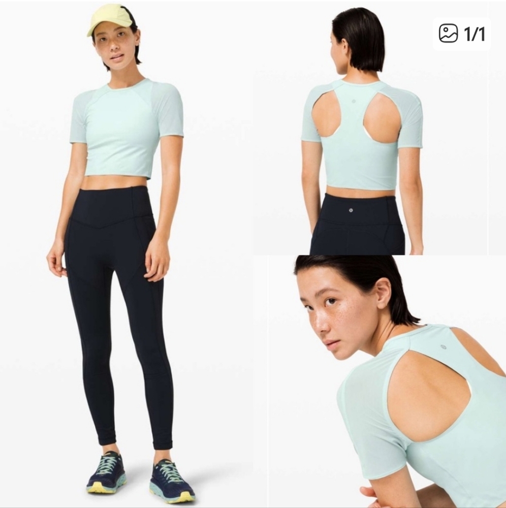 Lululemon Set Challenger Short Sleeve Blue Glow! EUC Size 6